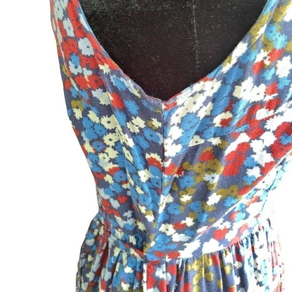 Forever 21 Blue, Red, and White Floral Sleeveless Lightweight Summer Dress Sz M - Picture 4 of 14